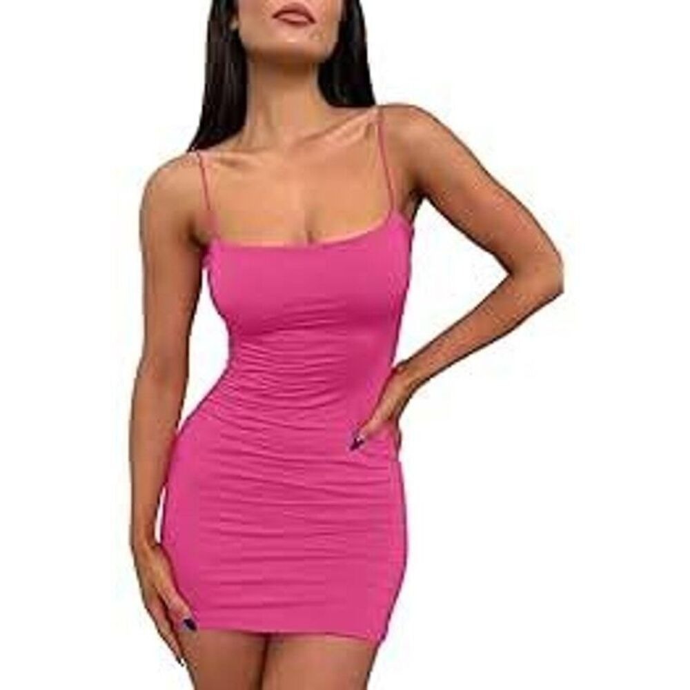 Lillusory Coral Pink‎ Bodycon Fitted Mini Dress Size S